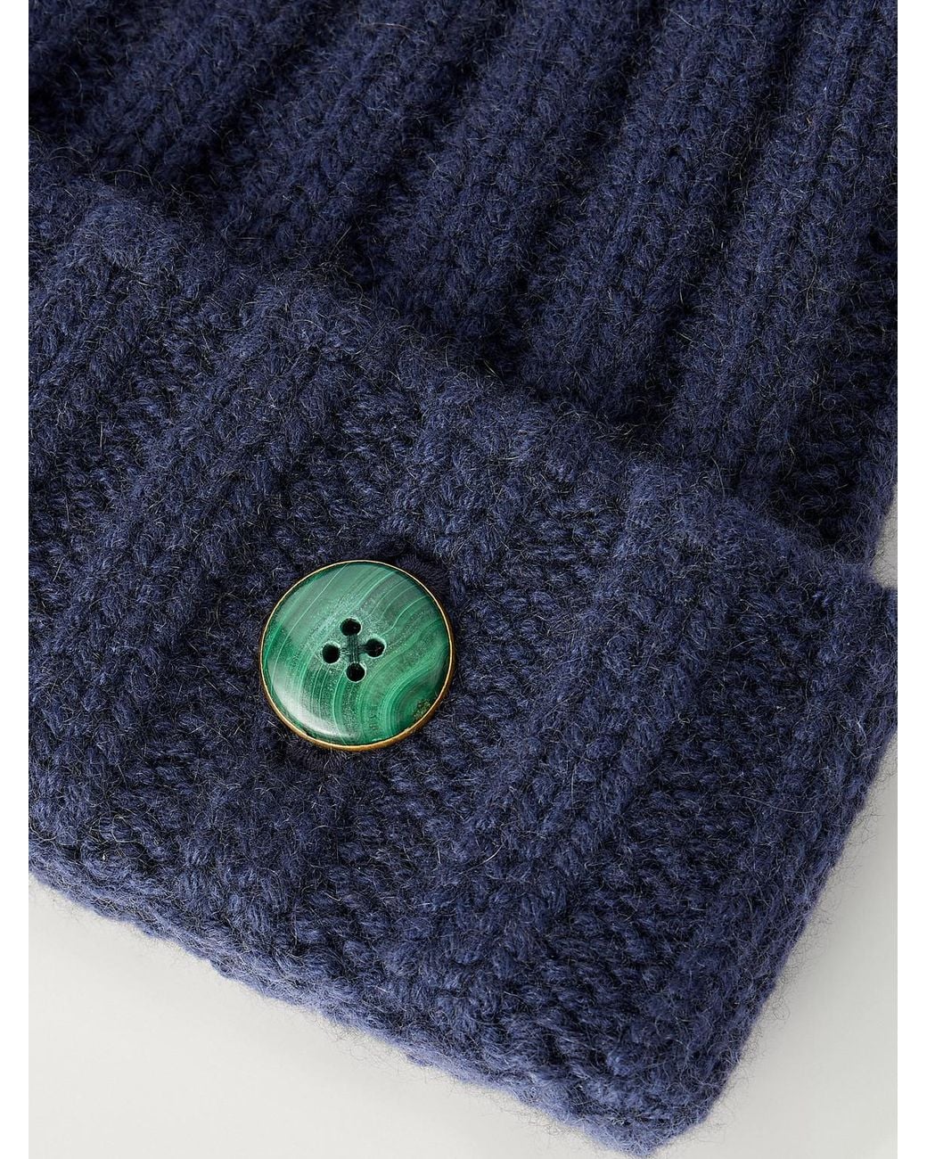 God's True Cashmere Blue Malachite-Embellished Ribbed Cashmere Beanie for men