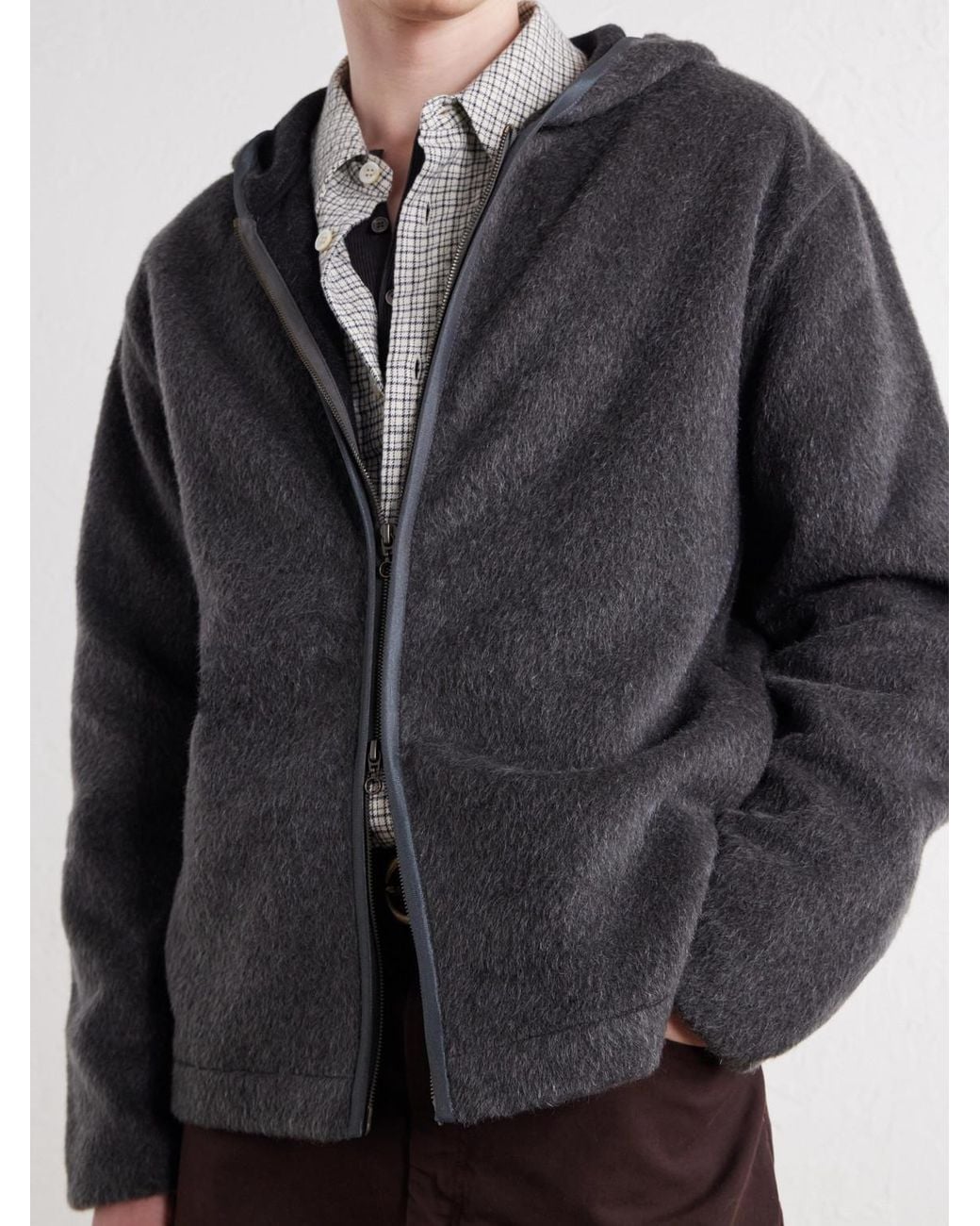 A Kind Of Guise Black Erro Brushed Wool And Mohair-Blend Felt Hoodie for men