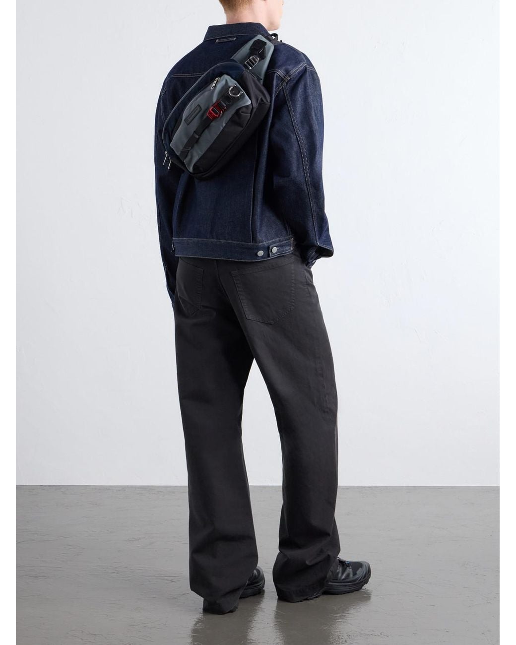Master Piece Blue Leather-Trimmed Cordura Twill Belt Bag for men