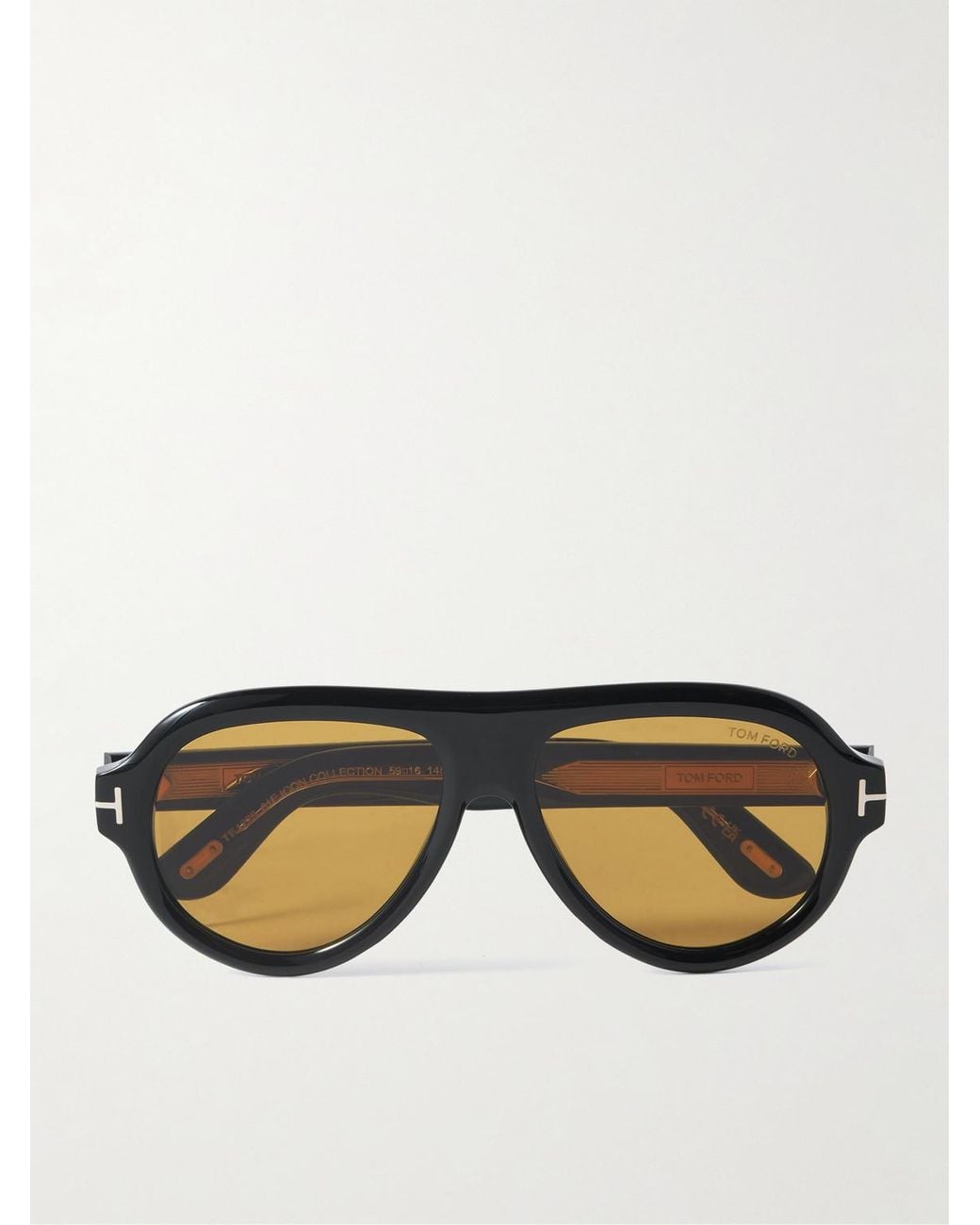 Tom Ford Black Icon Aviator-Style Acetate Sunglasses for men