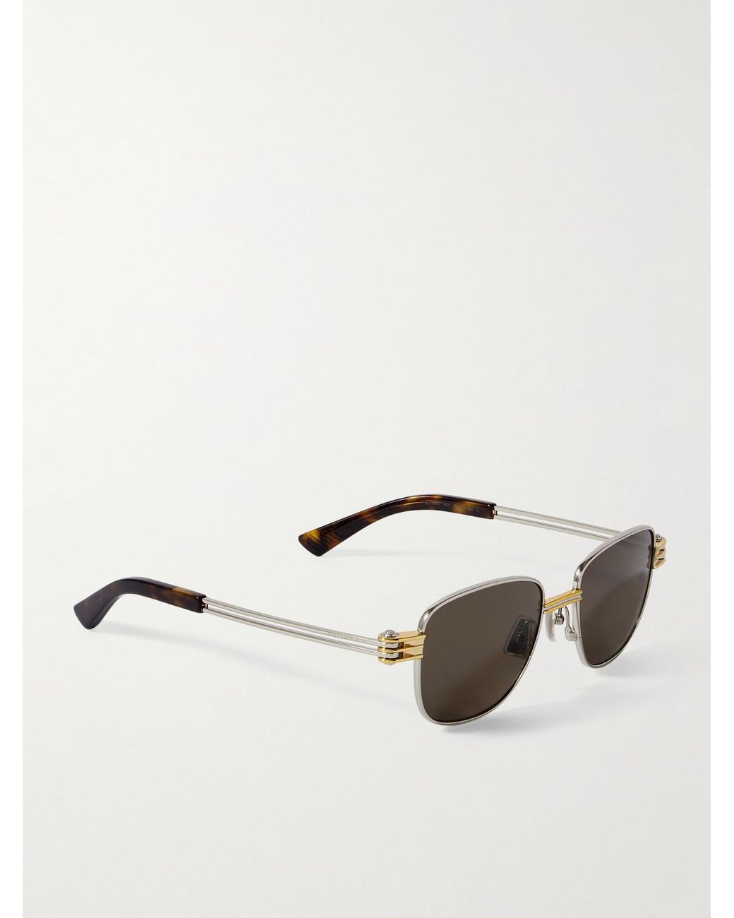 Bottega Veneta Metallic Square-Frame Two-Tone Metal And Tortoiseshell Acetate Sunglasses for men
