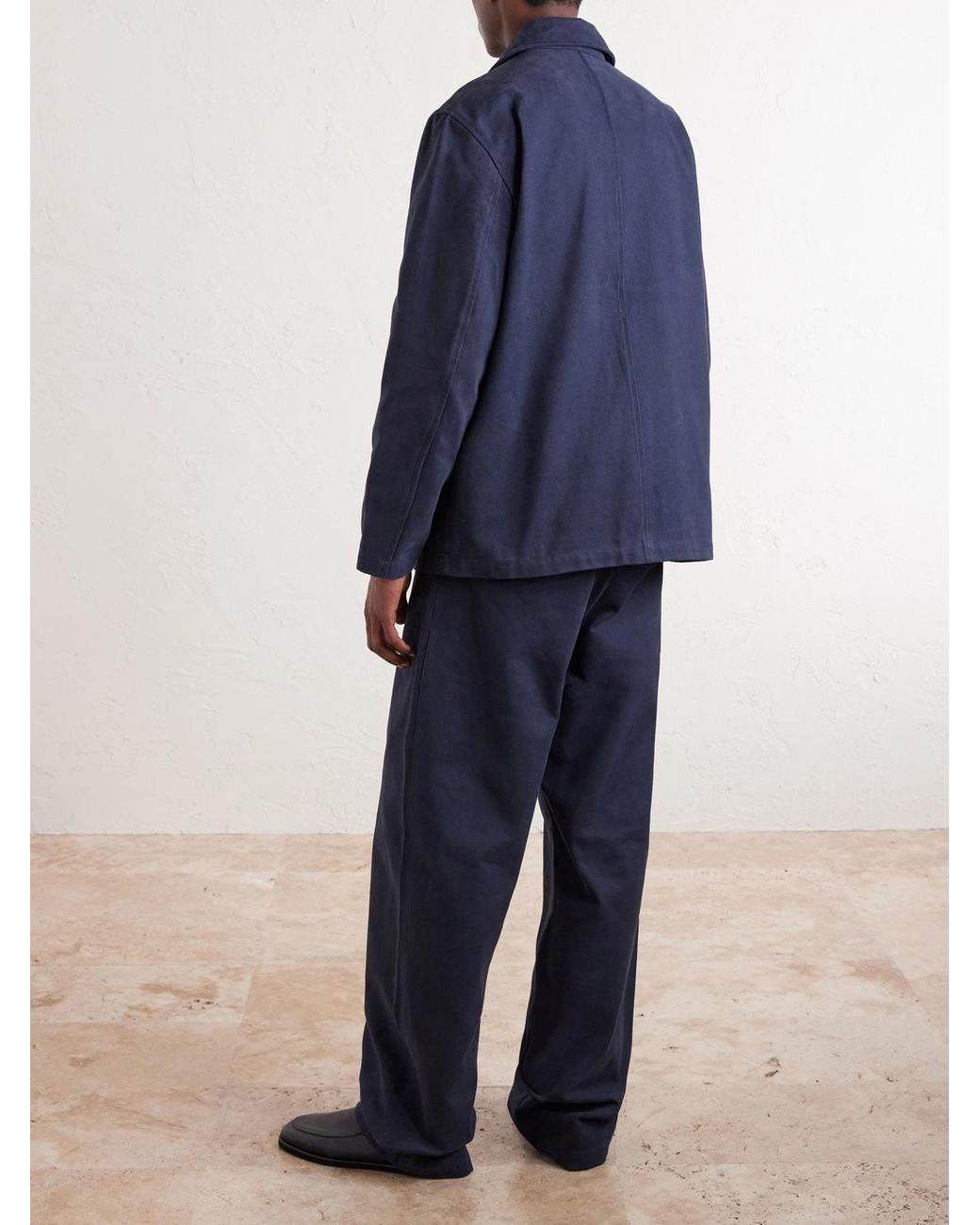 De Bonne Facture Blue Traveler Cotton-Twill Suit Jacket for men