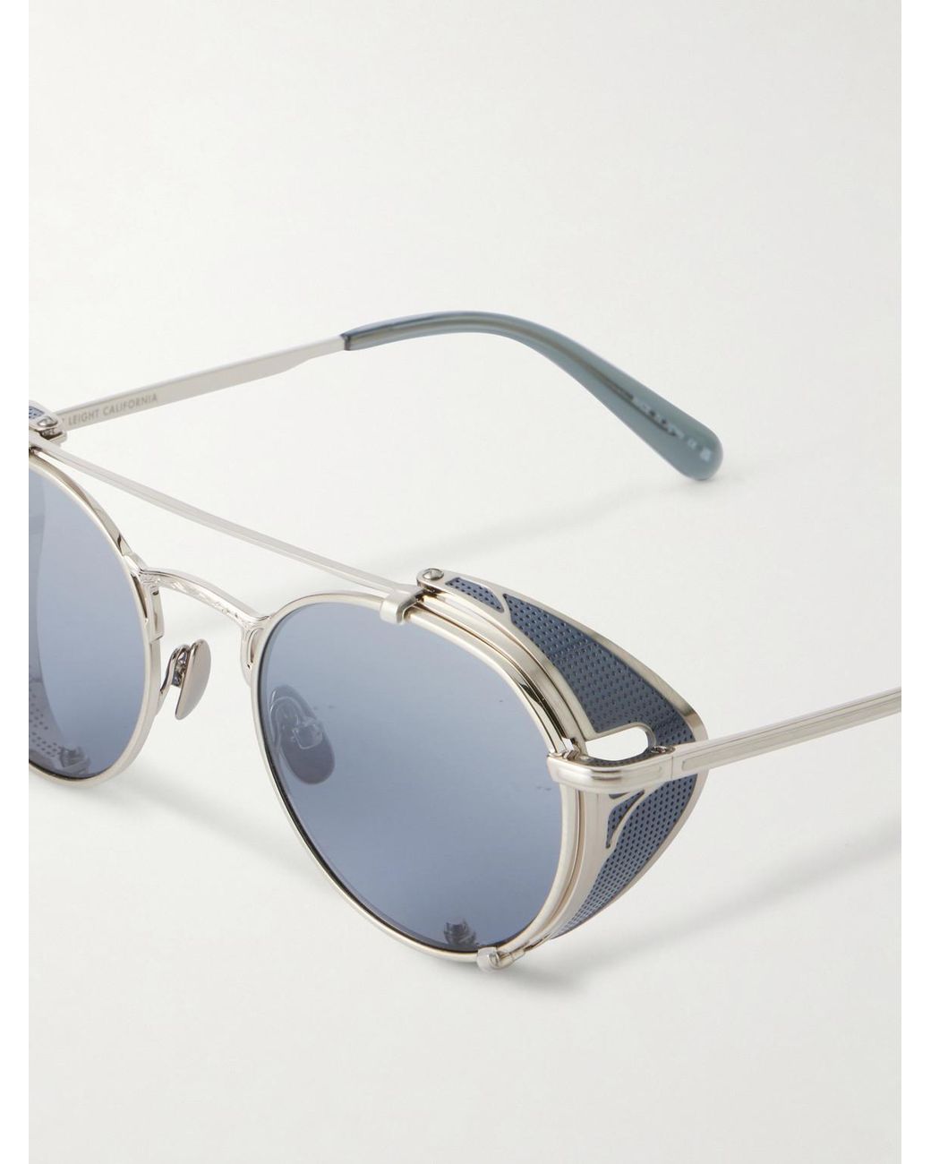 Garrett Leight Blue Ocampo Double-Bridge Round-Frame-Tone Metal Sunglasses for men