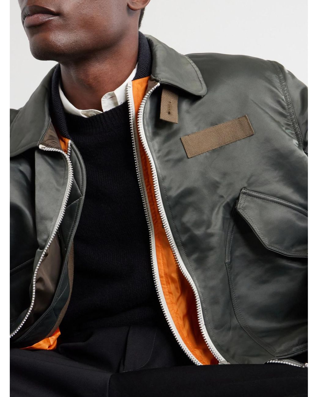 Sacai Gray Cotton-Blend Twill Blouson Jacket for men