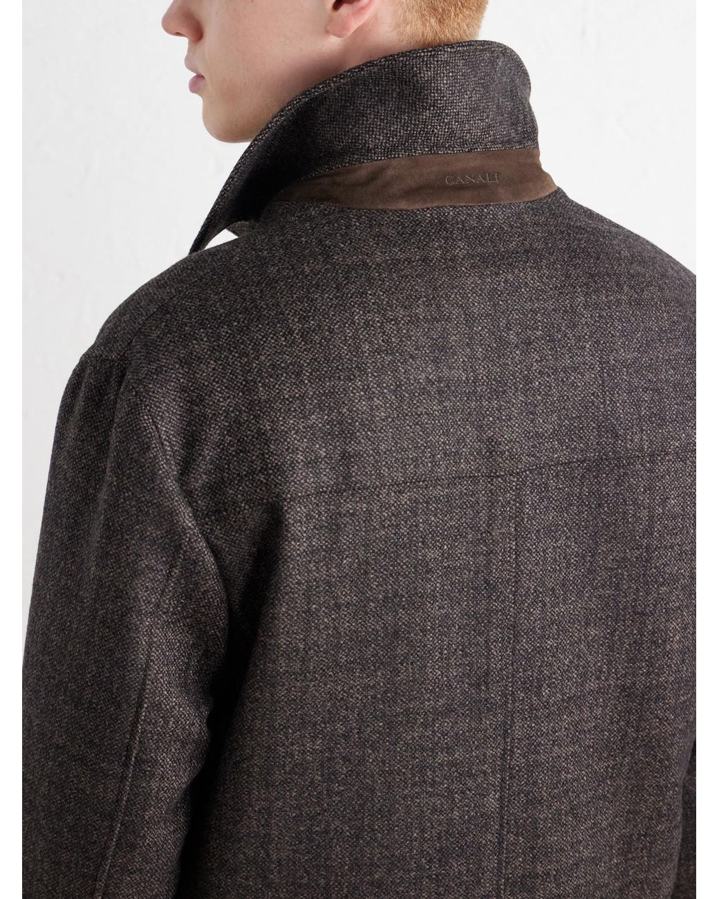 Canali Black Wool And Cashmere-Blend Overshirt for men
