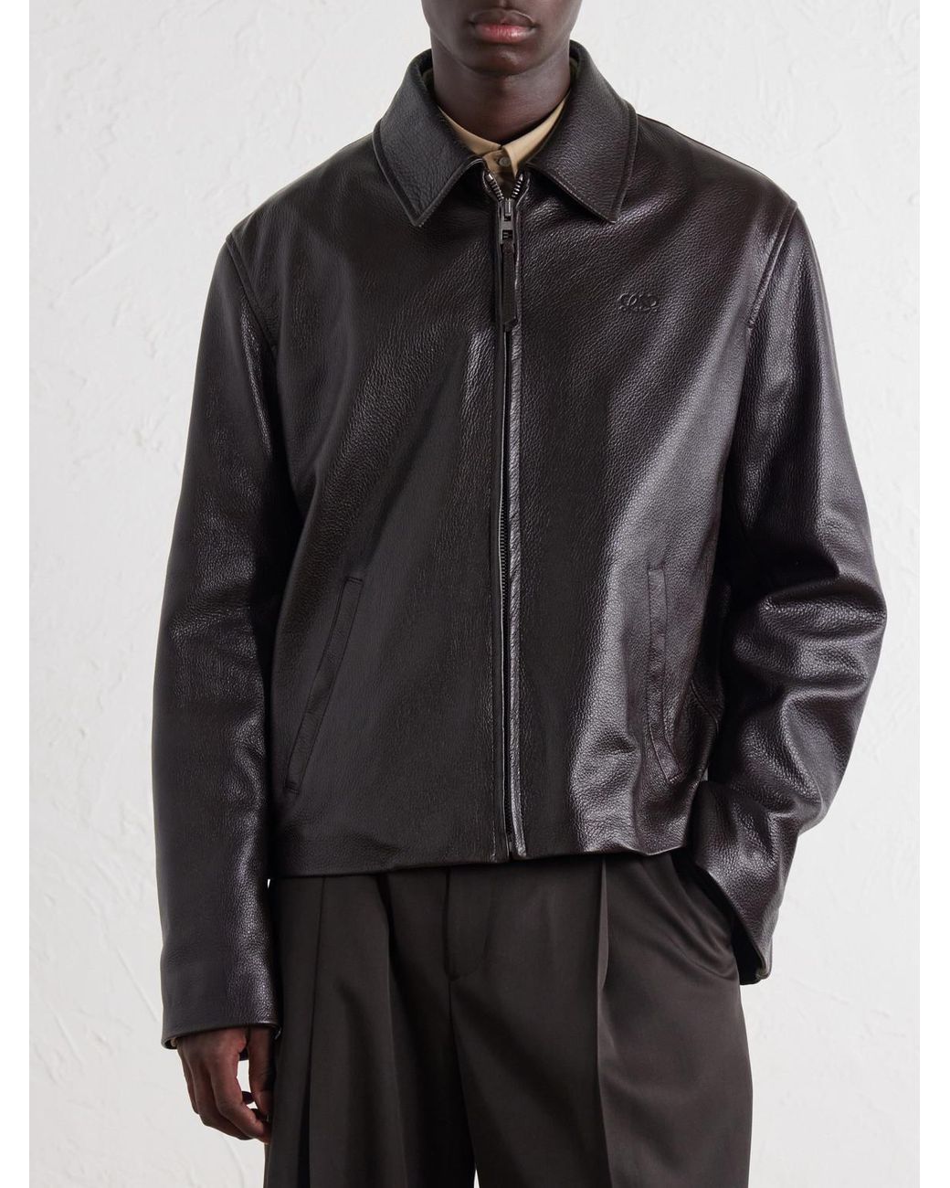 Loewe Black Full-Grained Leather Jacket for men