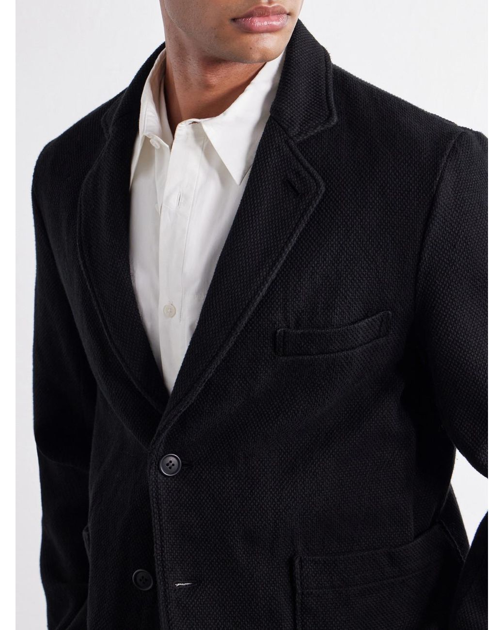 Blue Blue Japan Black Cotton-Sashiko Suit Jacket for men