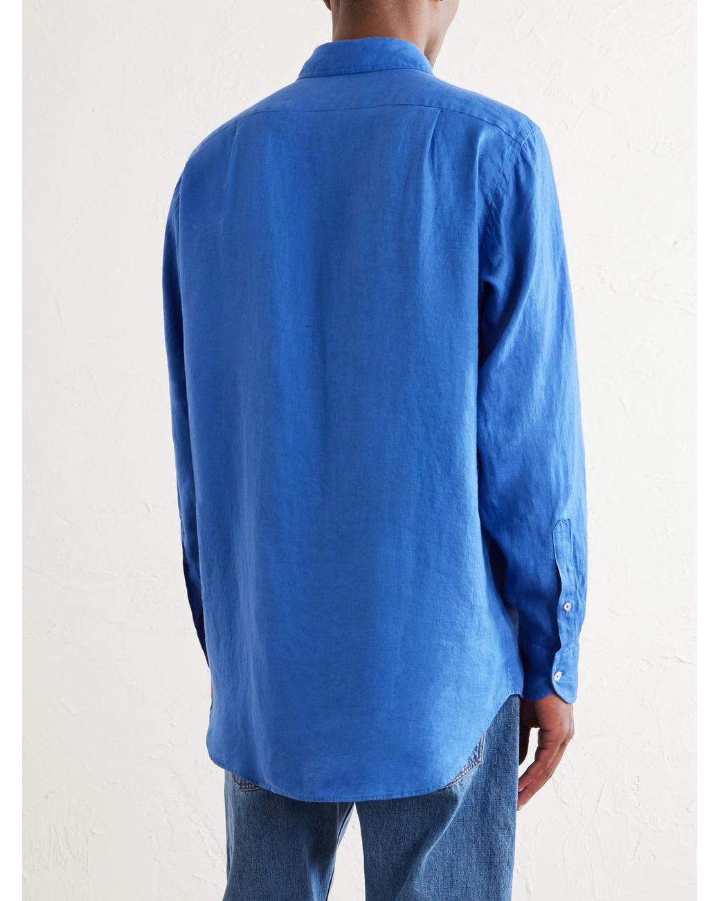 Drake's Blue Linen Shirt for men