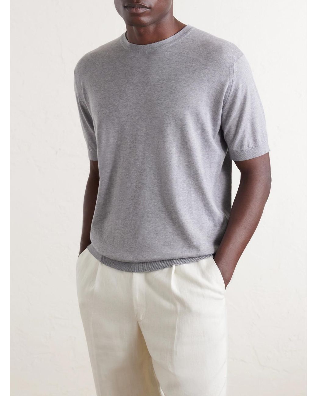 John Smedley Gray Torin Ss Cotton-knitted T-shirt for men