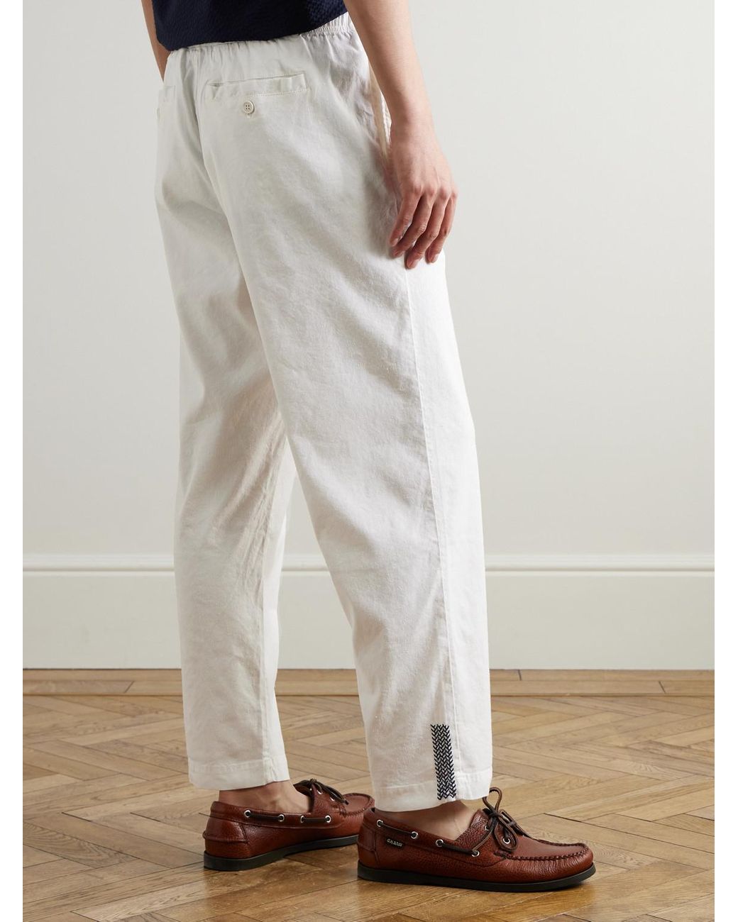 Orlebar Brown White Sonoran Tapered Linen-Blend Drawstring Trousers for men