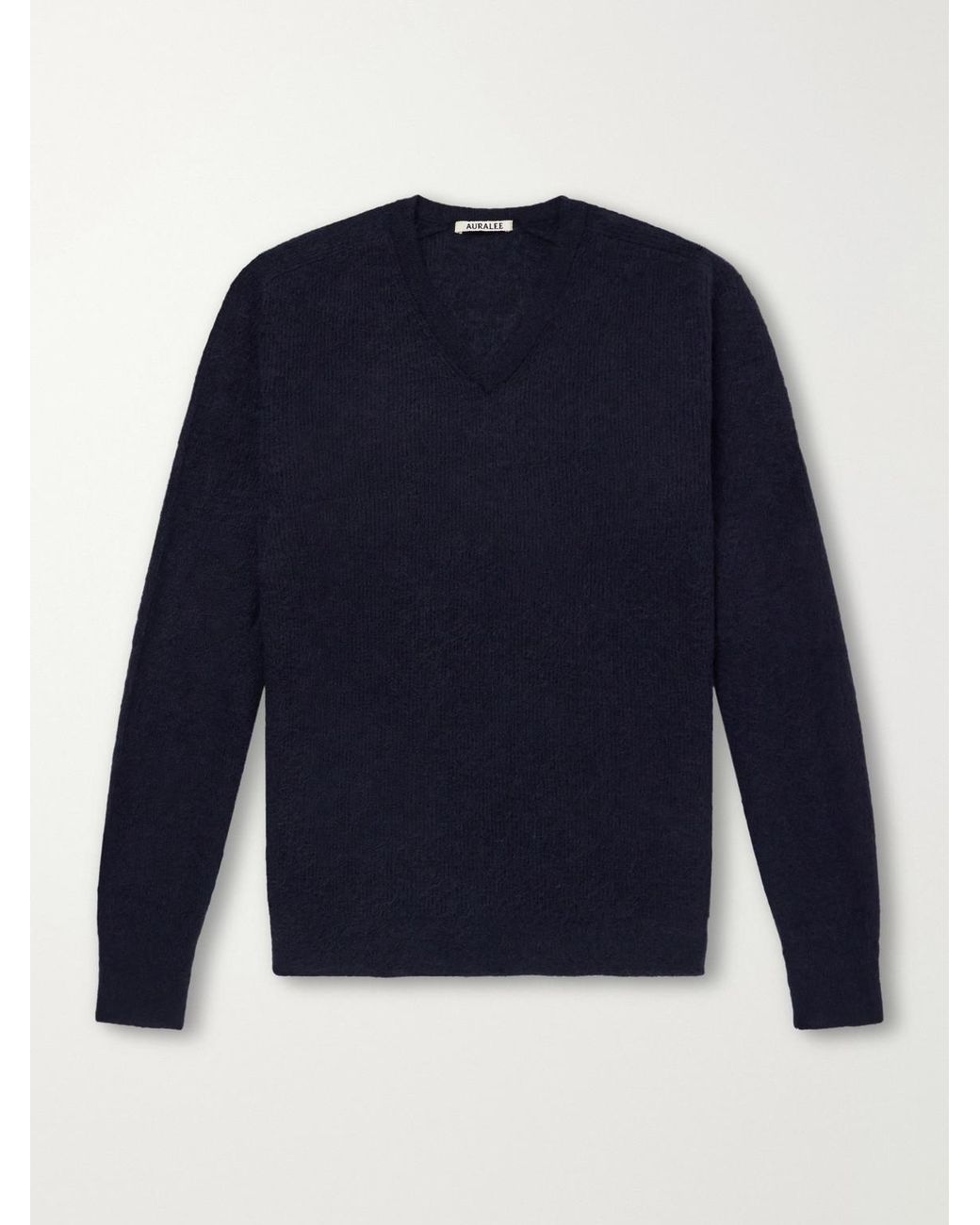 Auralee Blue Alpaca-Blend Sweater for men