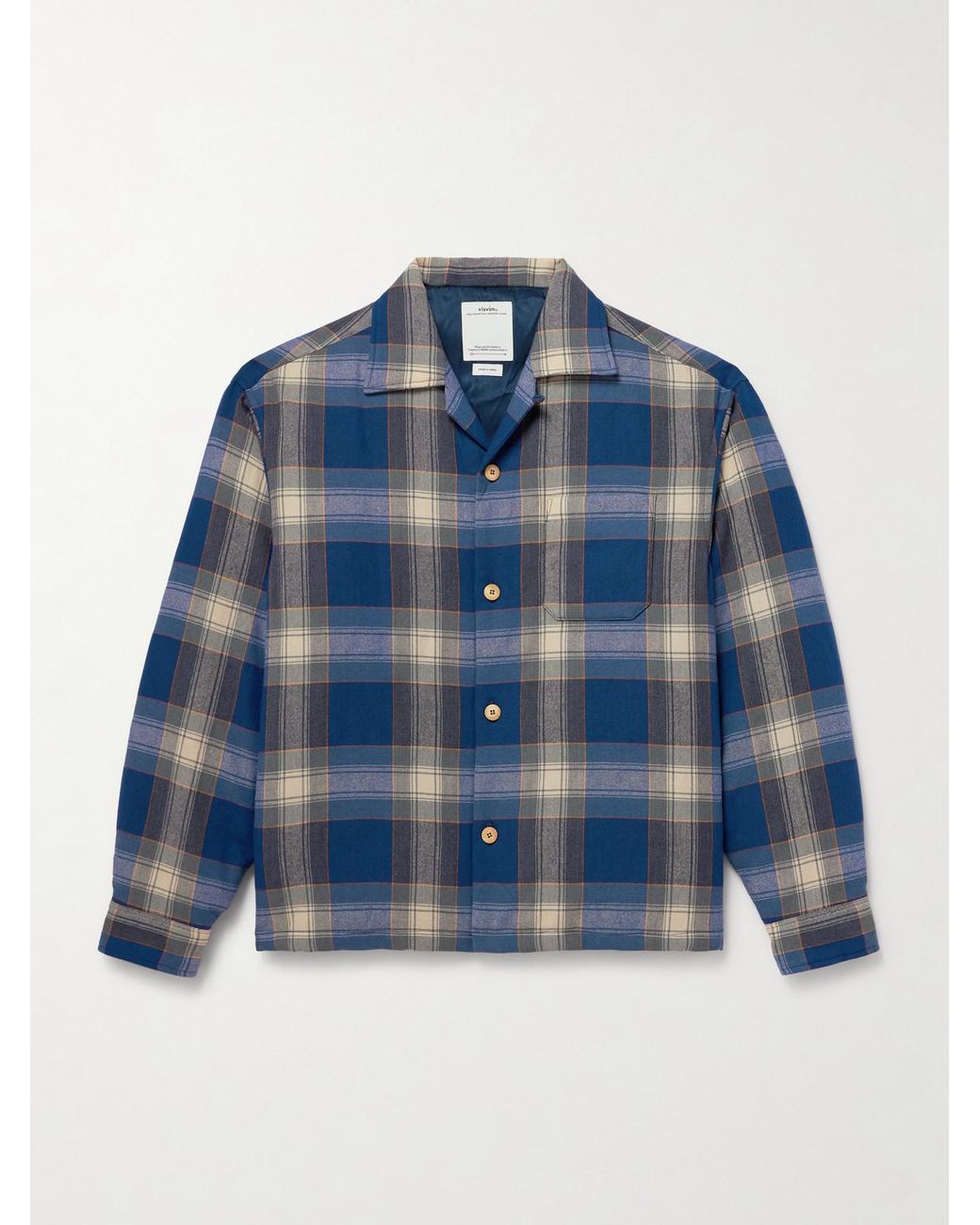 Visvim Blue Keesey Checked Wool And Linen-blend Flannel Down Jacket for men