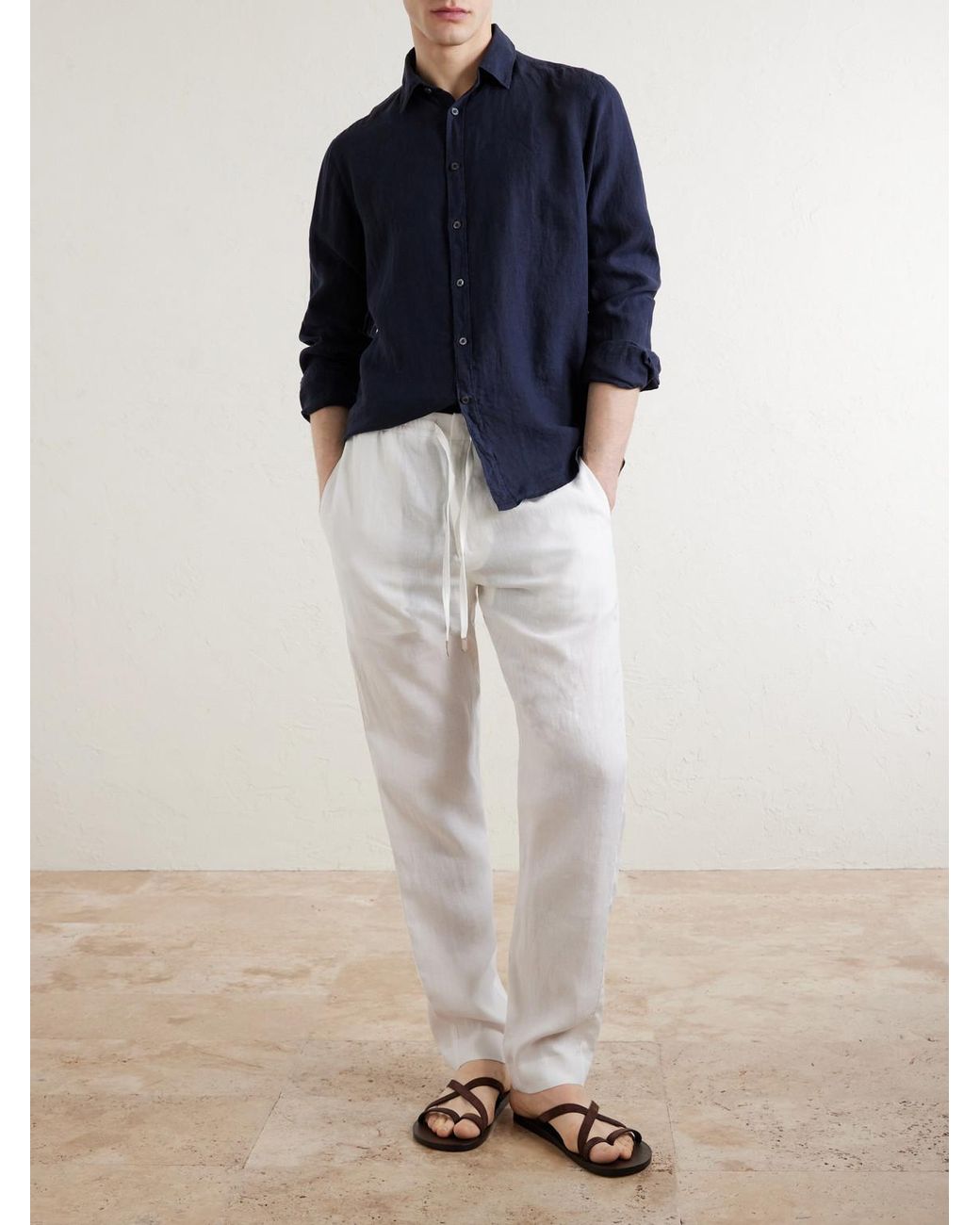 Canali Blue Linen Shirt for men