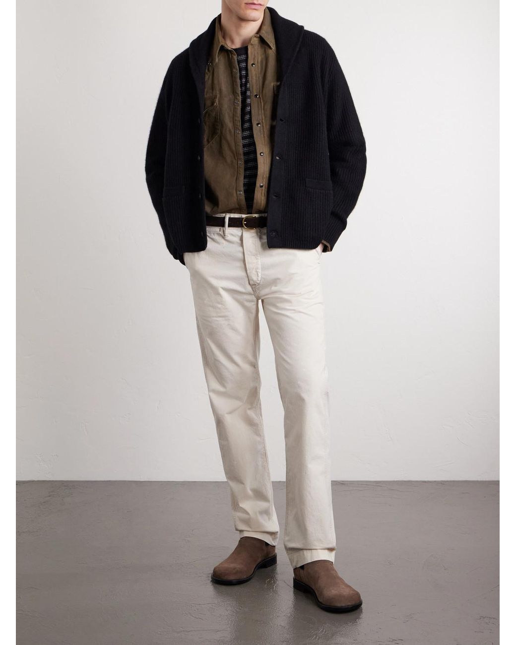RRL White Straight-Leg Paint-Splattered Cotton-Canvas Trousers for men