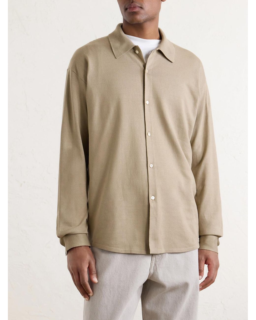 Auralee Natural Knitted Silk Shirt for men