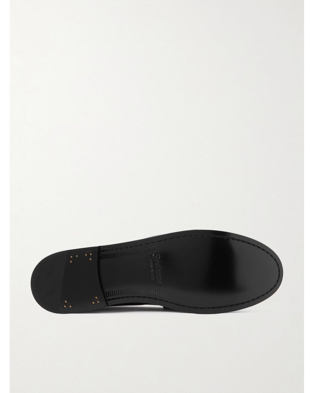 Saint Laurent Brown Le Loafer Monogram Logo-appliquéd Full-grain Leather Penny Loafers for men