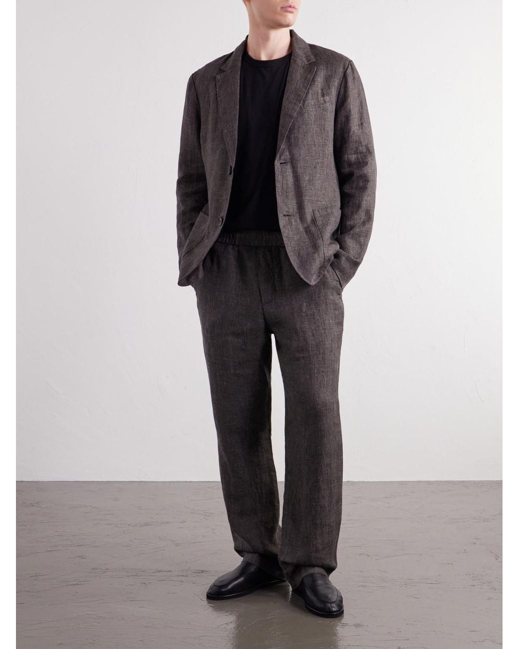 James Perse Brown Linen Suit Jacket for men
