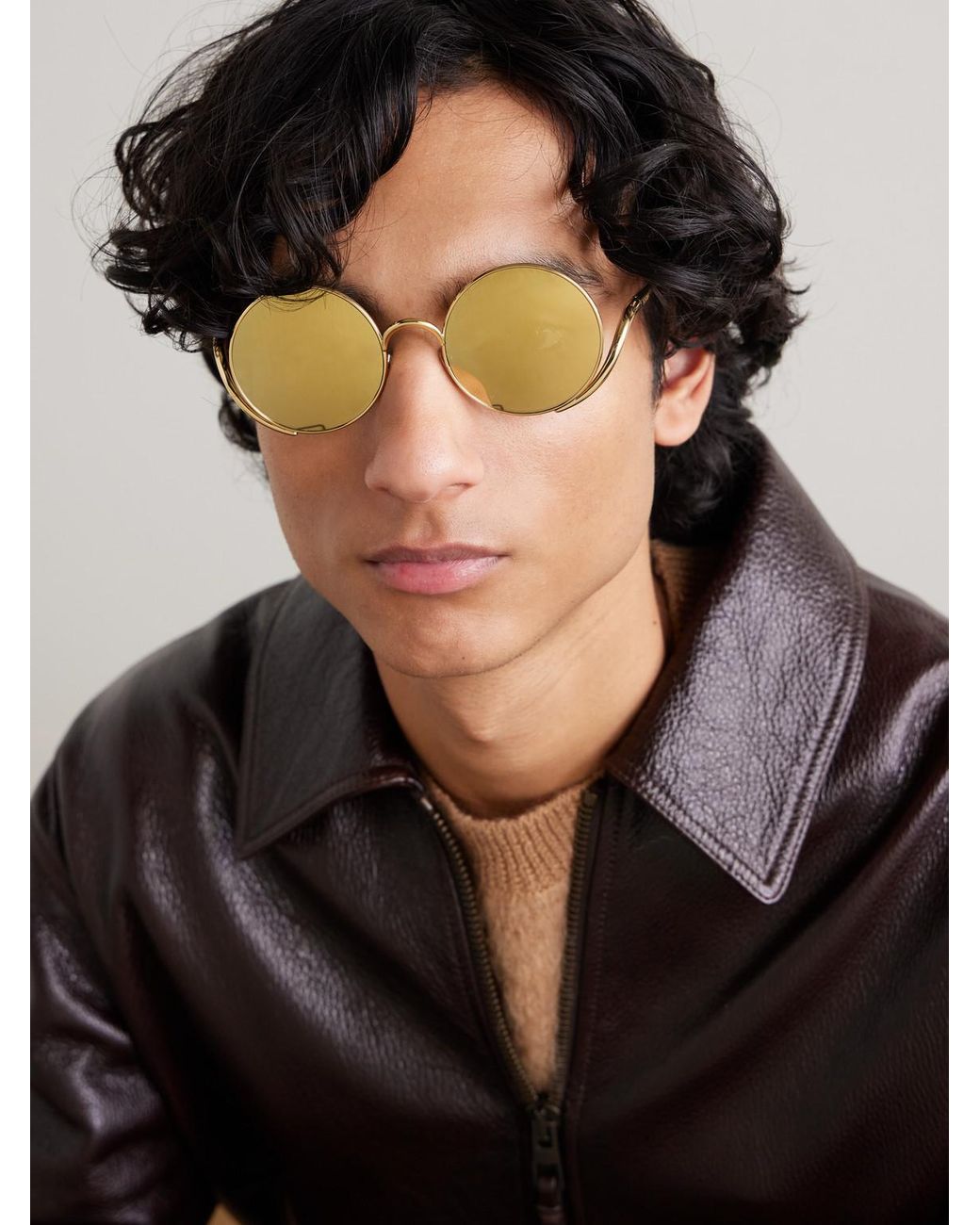 Signature Round-Tone Sunglasses di Loewe in Natural da Uomo