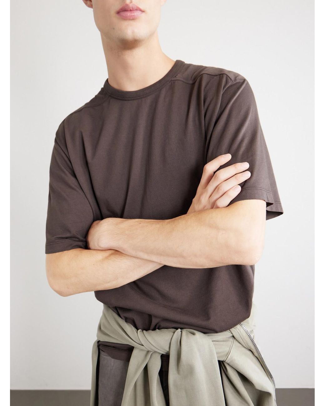 Rick Owens Brown Brad Cotton-Jersey T-Shirt for men