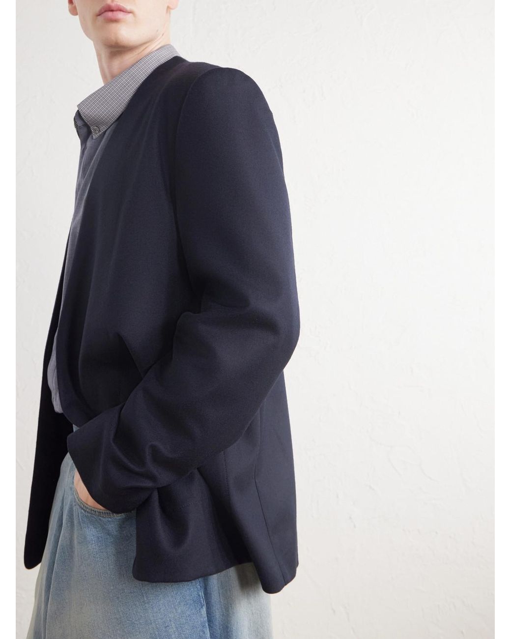 Maison Margiela Blue Minimal Virgin Wool Blazer for men