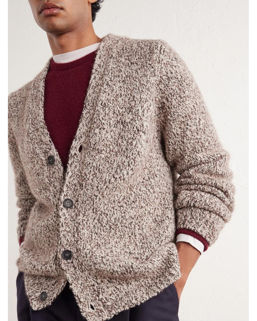 Massimo Alba Brown Linus Wool-Blend Cardigan for men