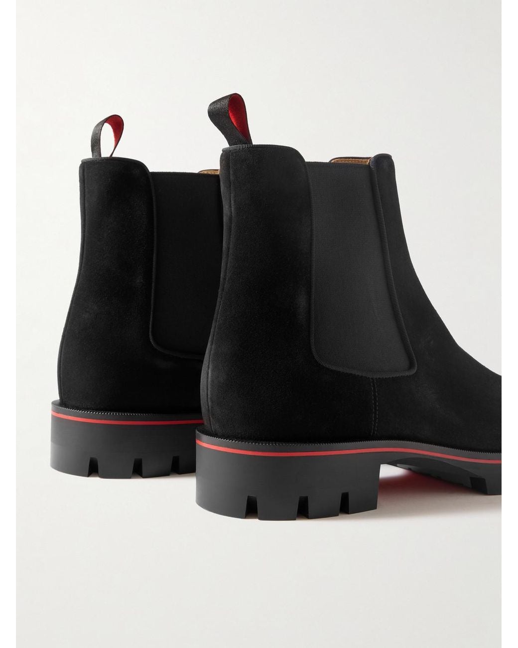 Christian Louboutin Black Alpinosol Suede Chelsea Boots for men
