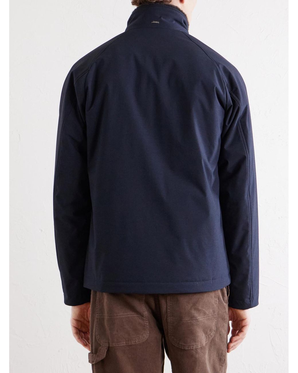 Herno Blue Faux Fur Trimmed Bomber Jacket for men