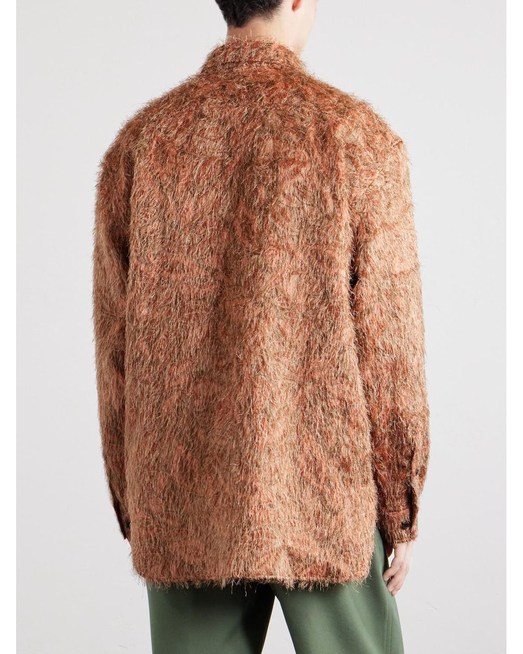 Dries Van Noten Brown Cromo Fil Coupé Jacquard Overshirt for men