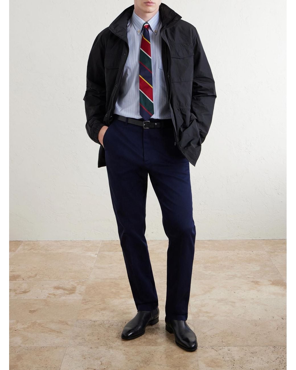 Dunhill Blue Straight-Leg Cotton-Blend Twill Trousers for men