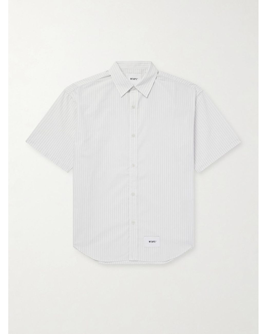 (w)taps White Logo-Appliquéd Striped Poplin Shirt for men
