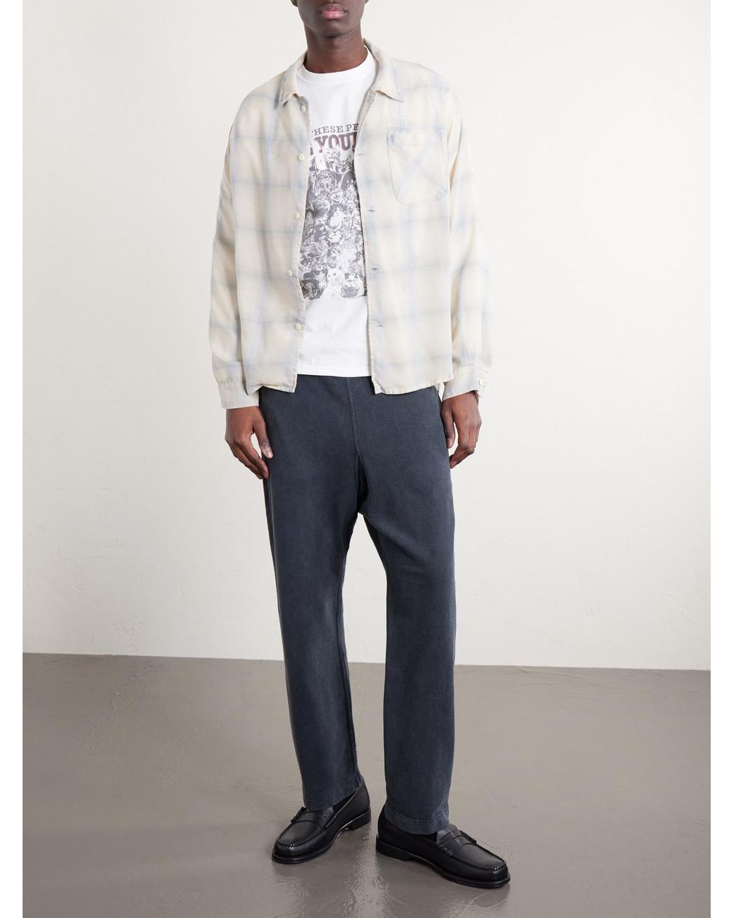 Remi Relief White Viyella Checked Wool-blend Shirt for men