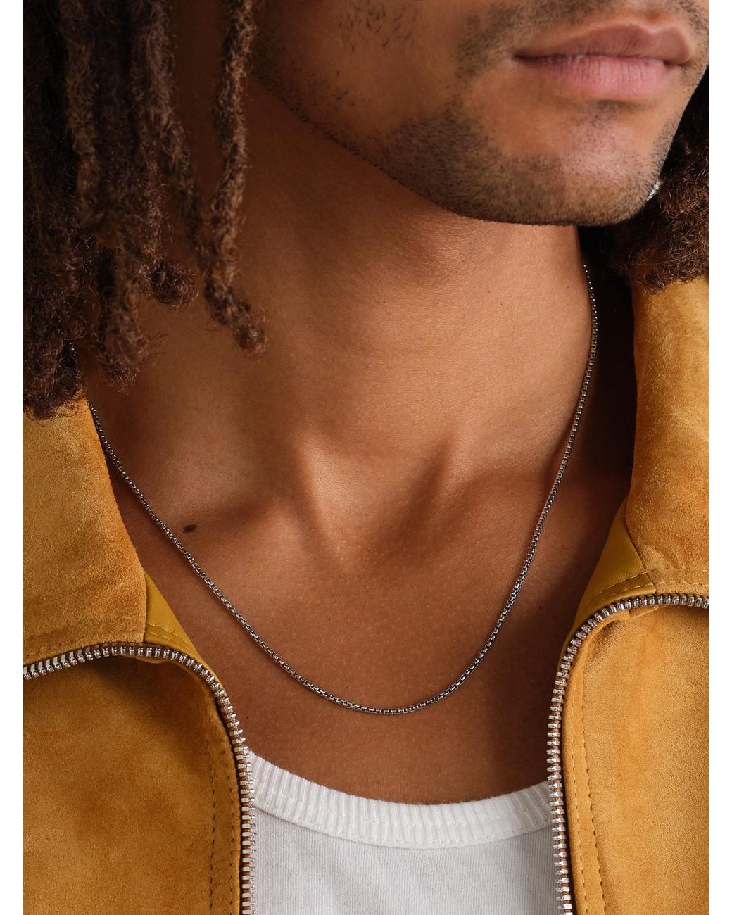 Alex Moss New York Black 20-Inch 14-Karat Box Chain Necklace for men