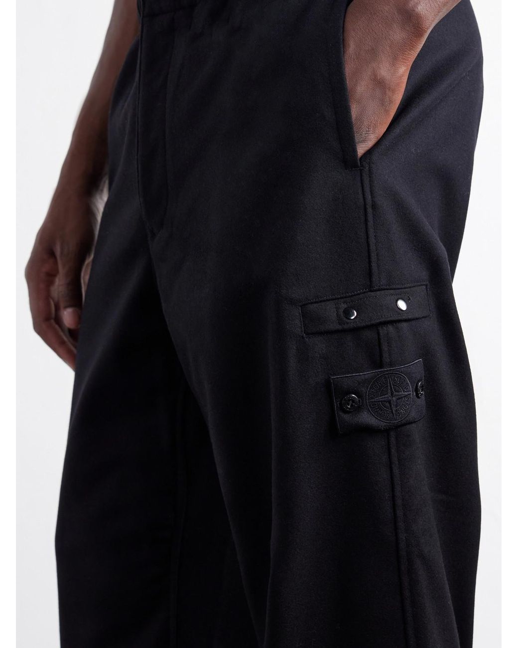 Stone Island Blue Ghost Tapered Wool And Nylon-Blend Flannel Drawstring Trousers for men