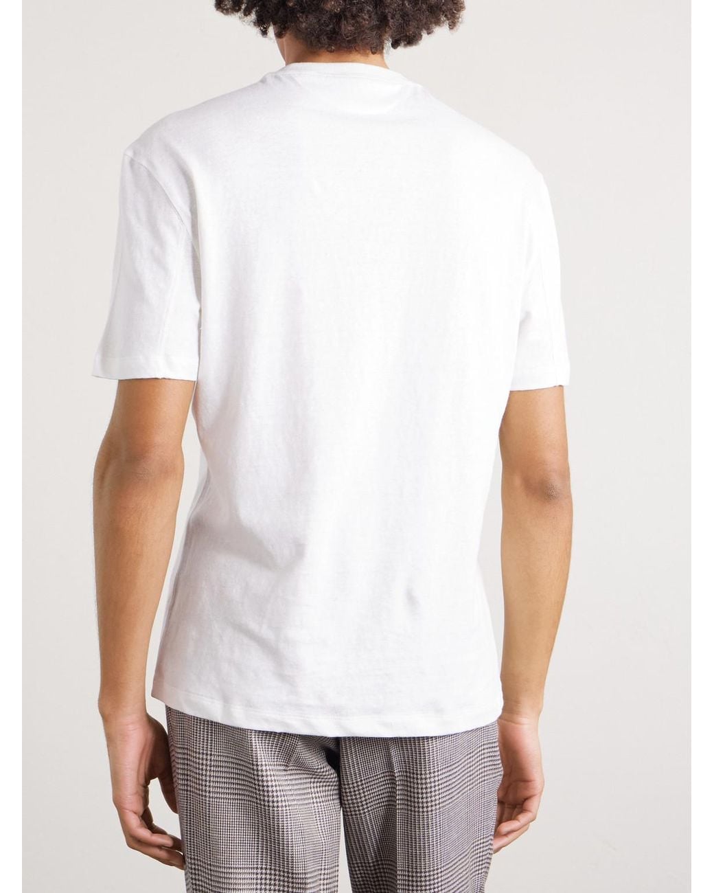 Brunello Cucinelli White Linen And Cotton-blend T-shirt for men