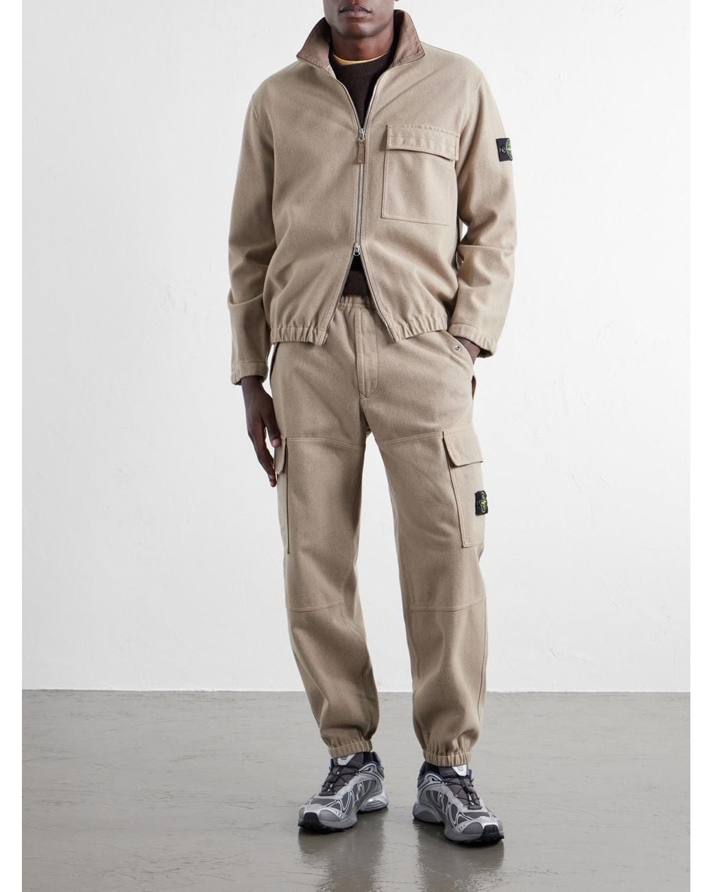 Stone Island Natural Garment-Dyed Wool Nylon Flannel-Tc Overshirt for men