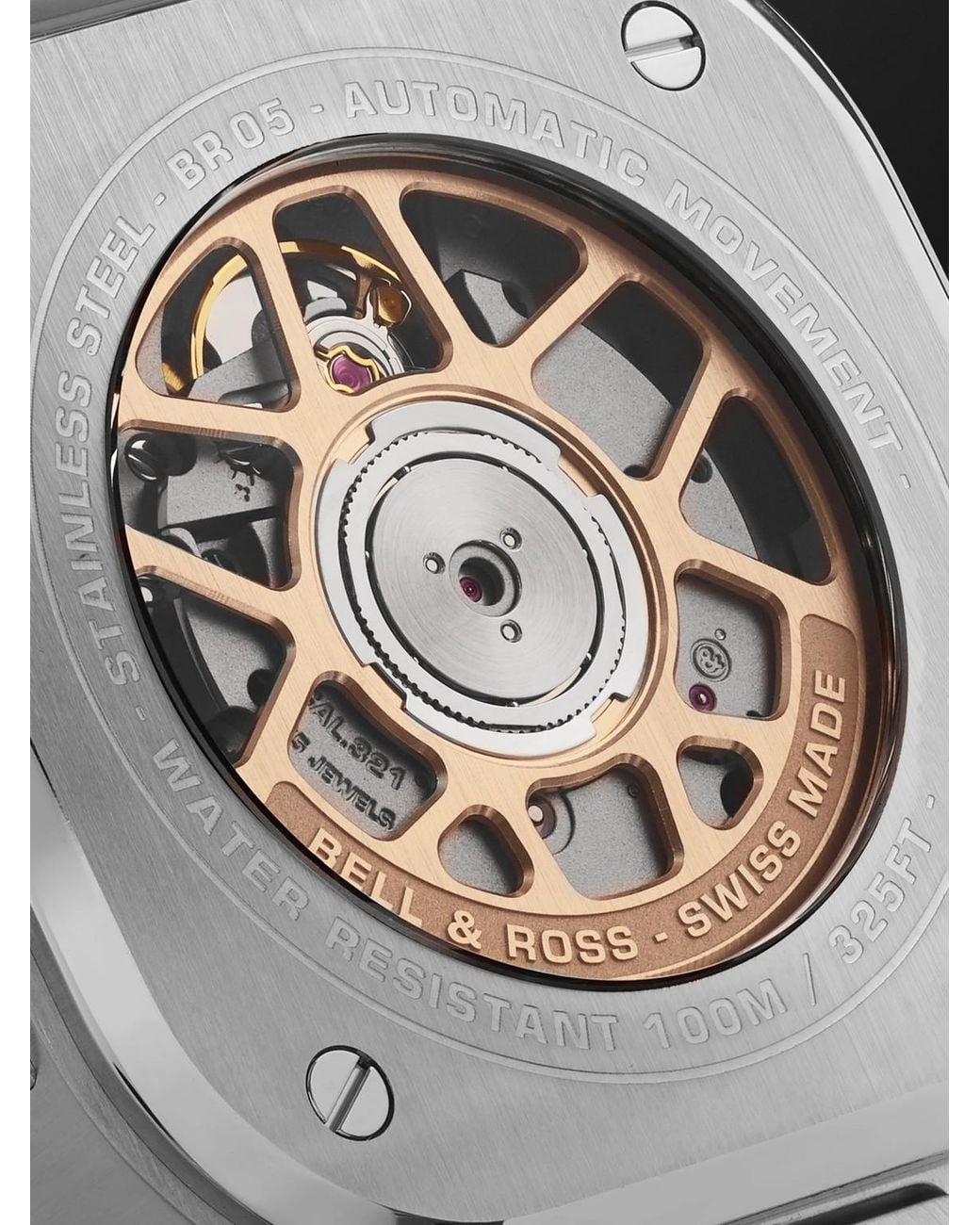 Bell & Ross Black Br 05 Steel And Automatic 18-Karat Rose And Steel Watch, Ref. Br05A-Bl-Stpg/Ssg for men