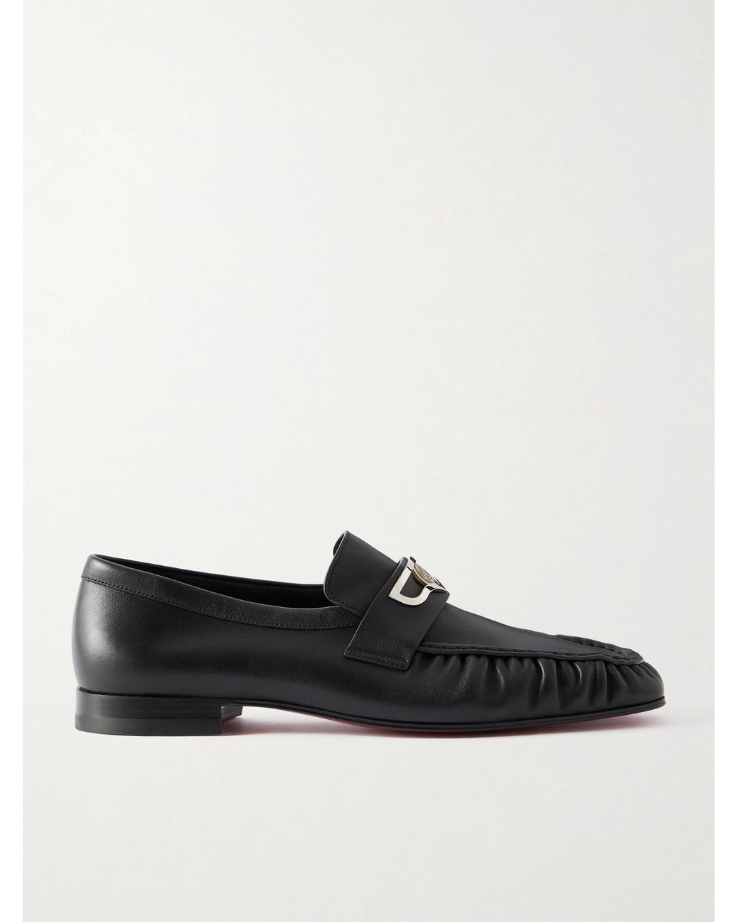 Christian Louboutin Black Mocallista Embellished Leather Loafers for men