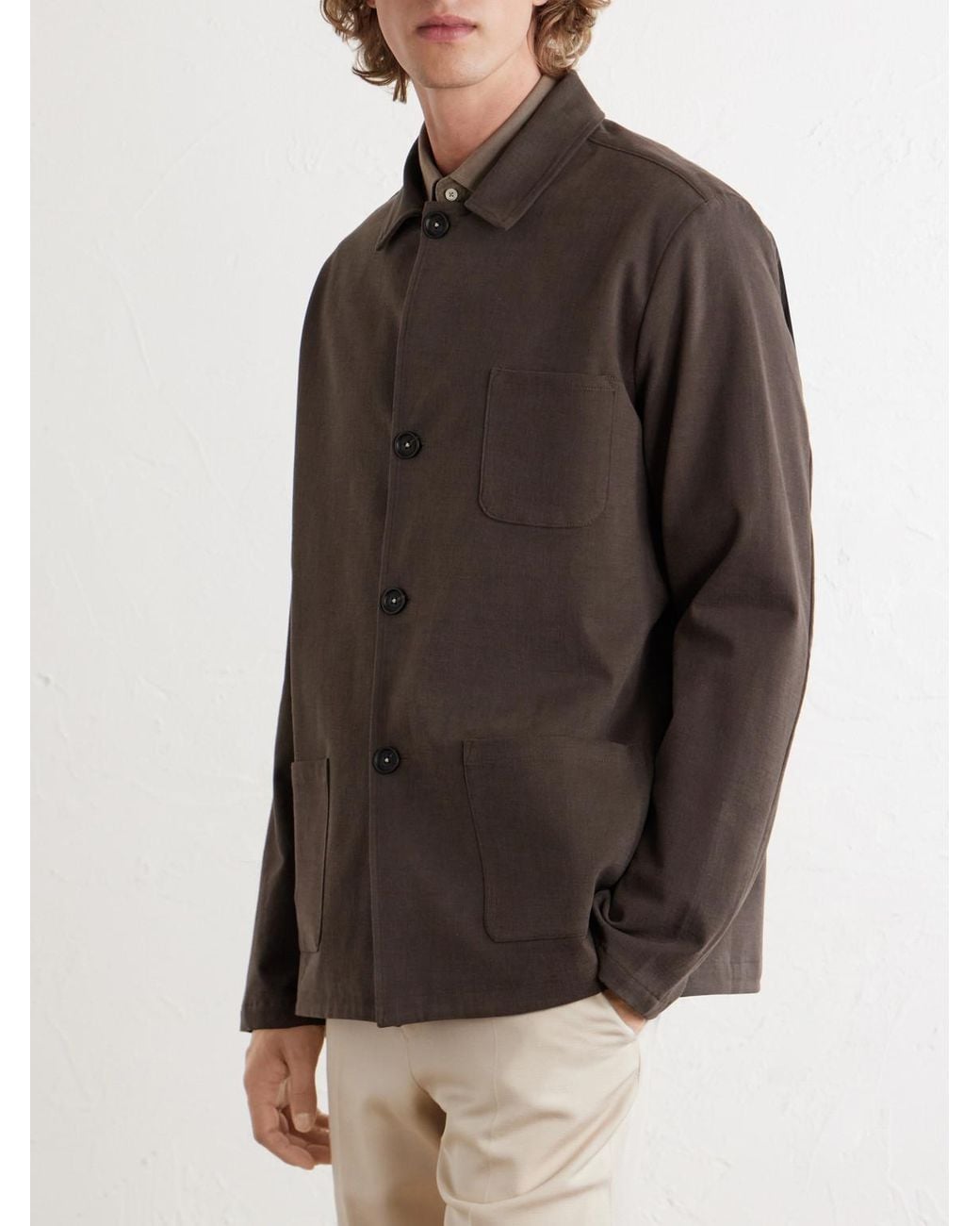 Massimo Alba Brown Florida Cotton-Blend Moleskin Overshirt for men