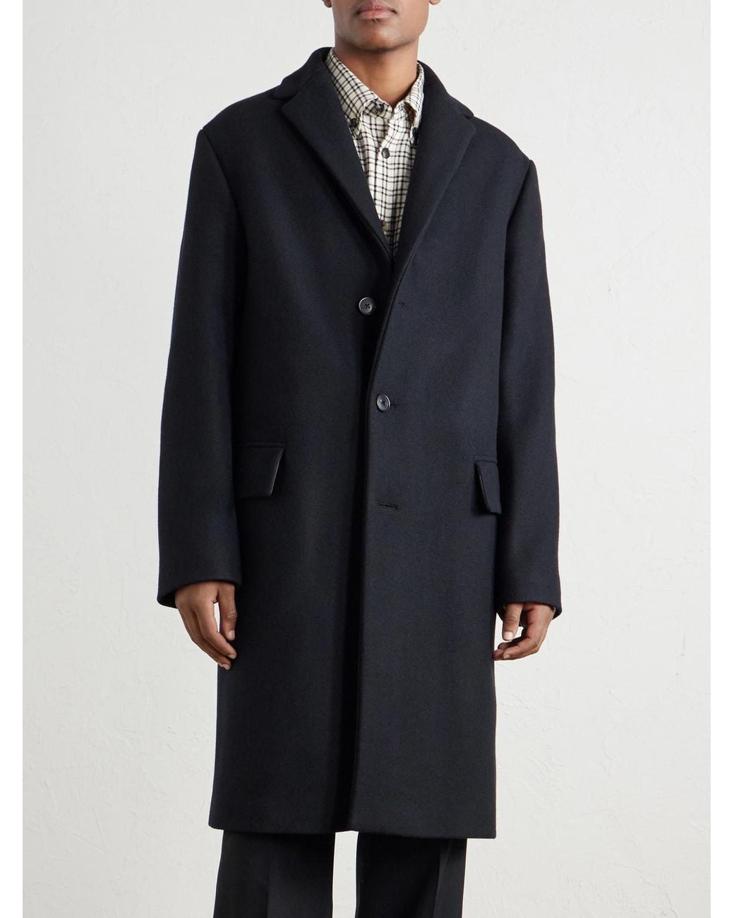 Dries Van Noten Blue Wool-Blend Coat for men