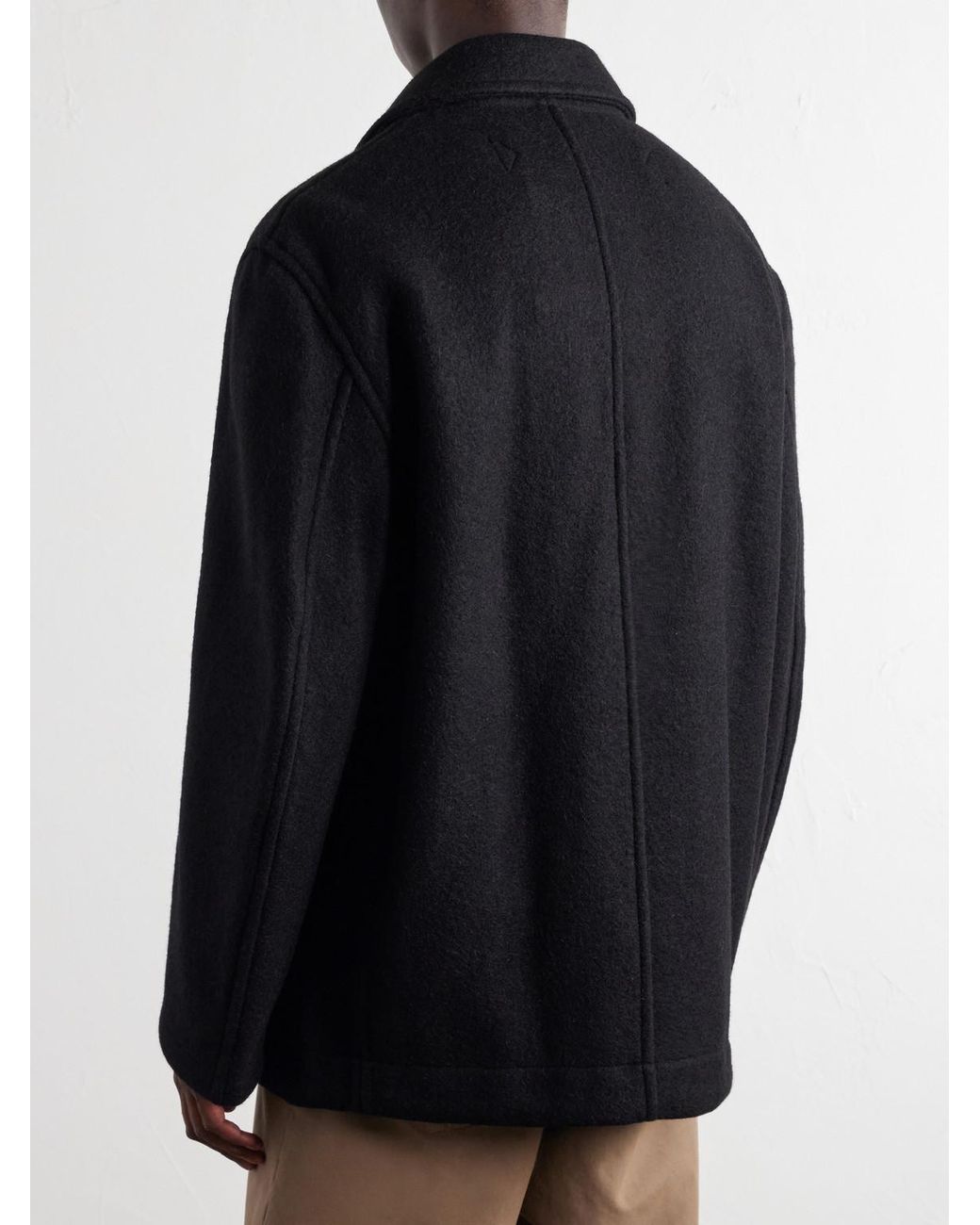 Lemaire Blue Double-Breasted Wool And Alpaca-Blend Felt Coat for men