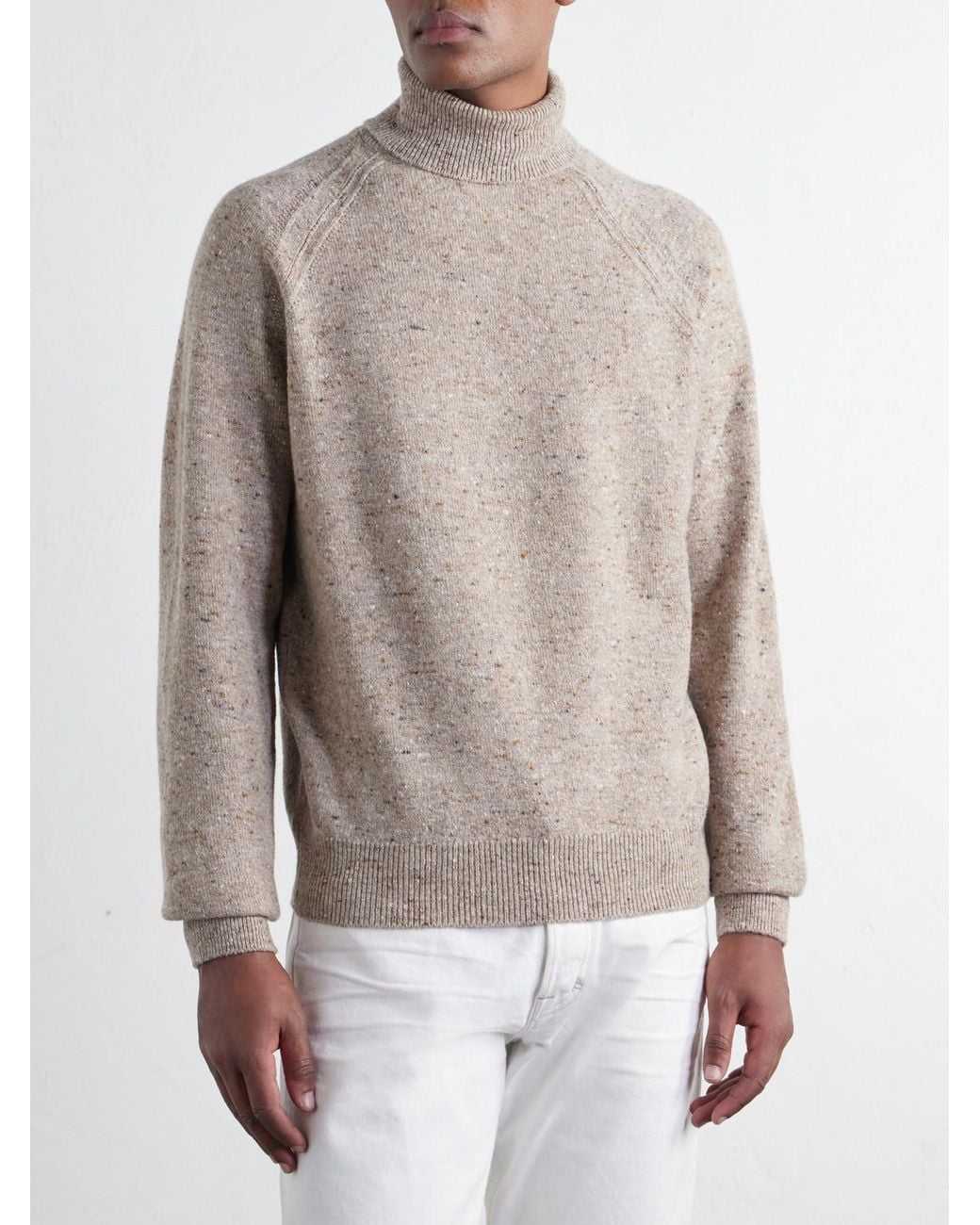 Zegna White Wool-Blend Rollneck Sweater for men