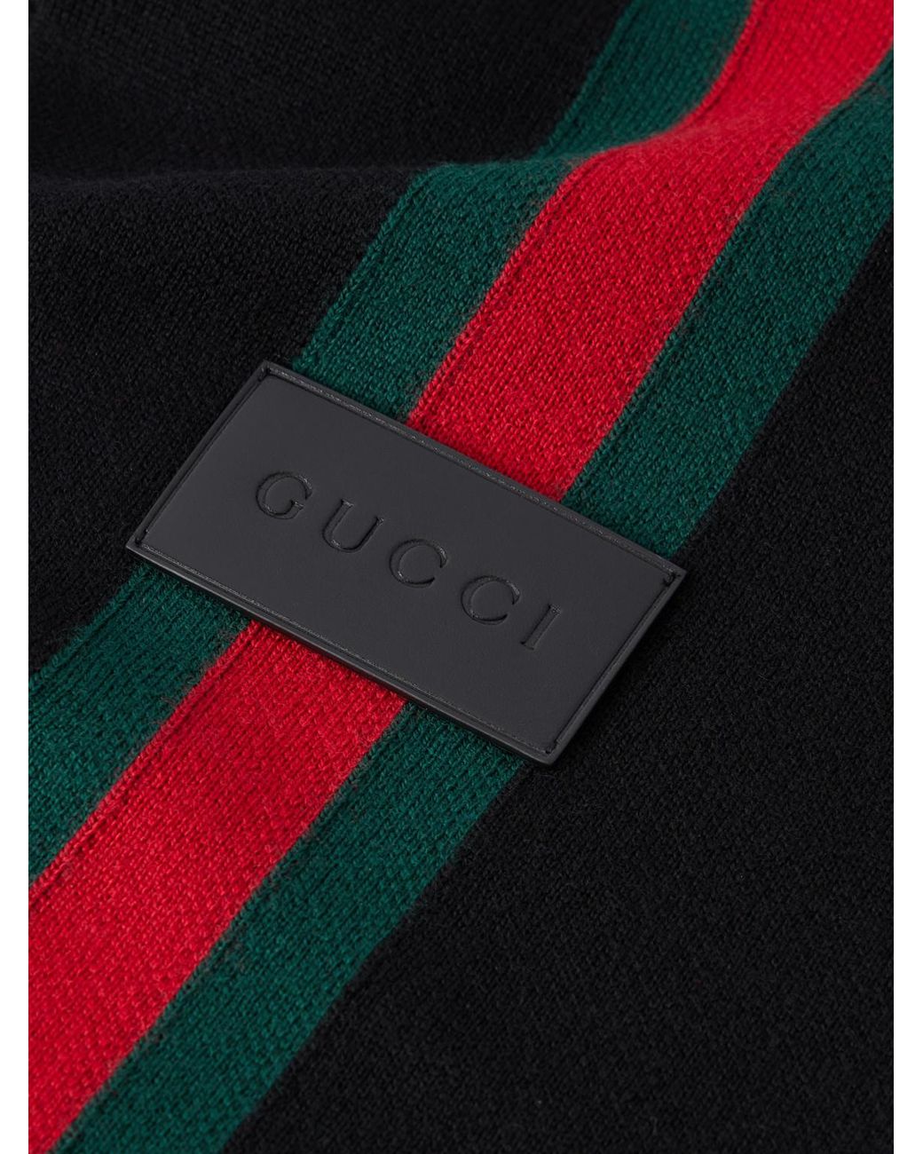 Gucci Black Web-Intarsia Wool Scarf for men