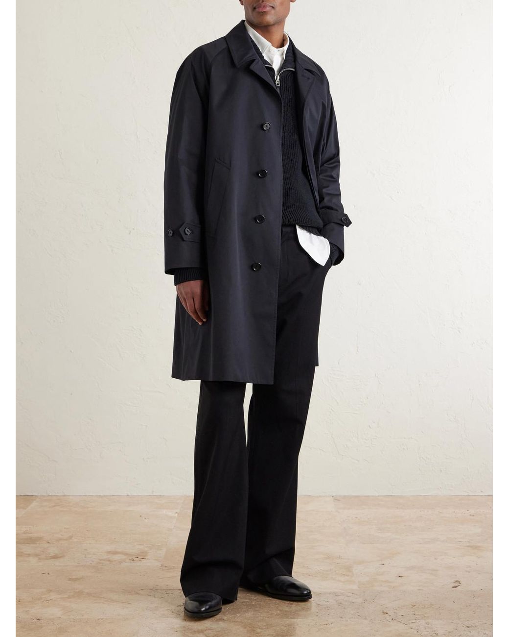 De Petrillo Blue Structured Cotton-blend Coat for men