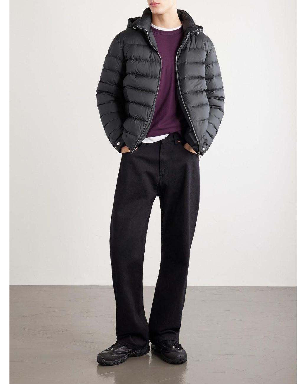 Moncler Black Arneb Hooded Quilted Shell Down Jacket for men