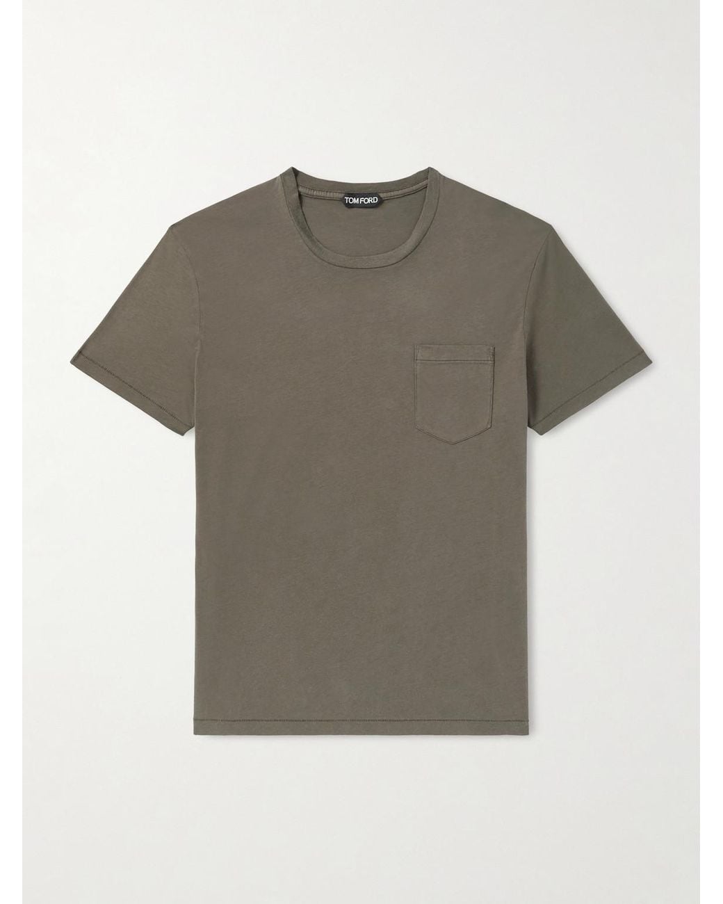 Tom Ford Gray Cotton And Silk-Blend T-Shirt for men