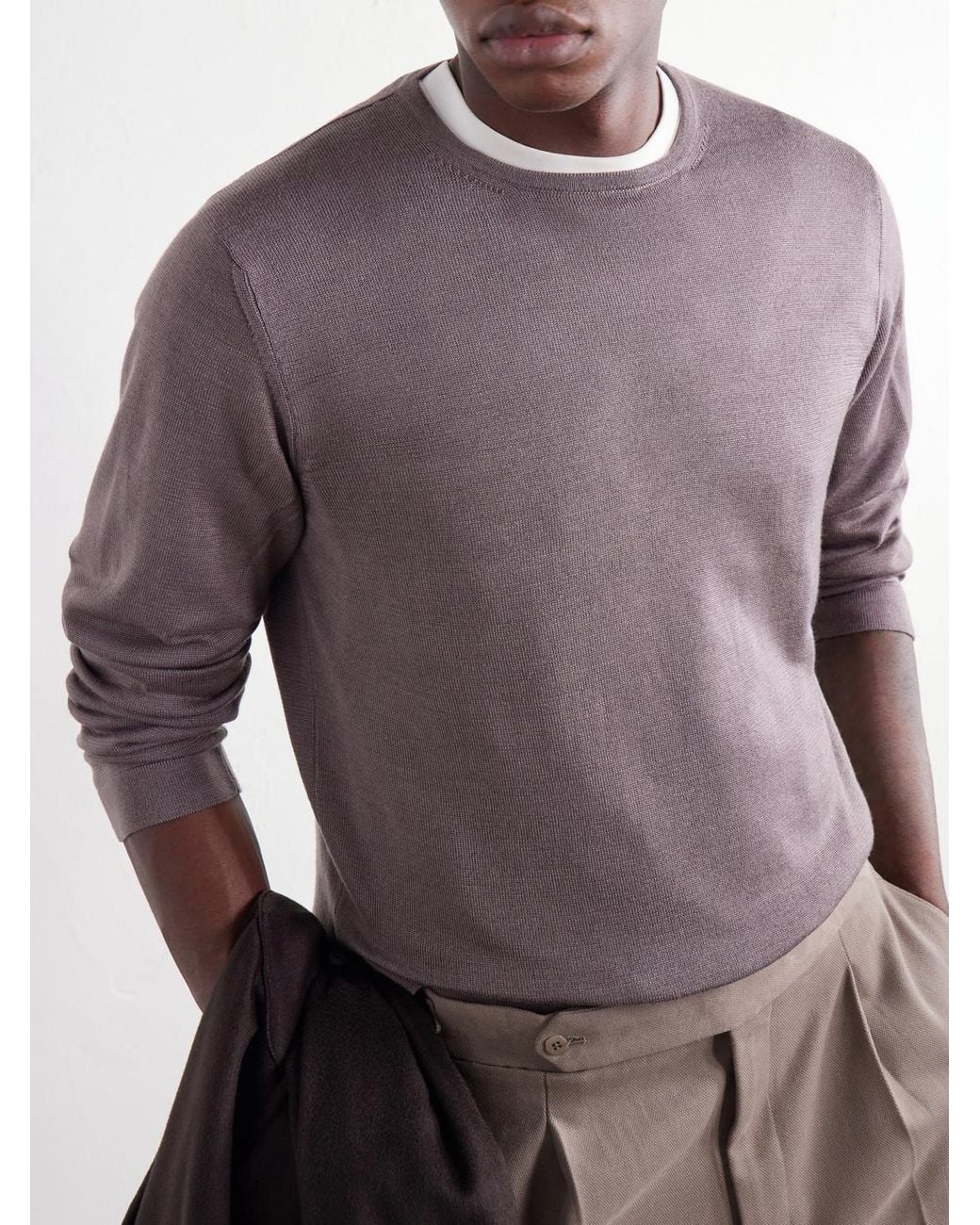 STÒFFA Brown Wool And Silk-Blend T-Shirt for men