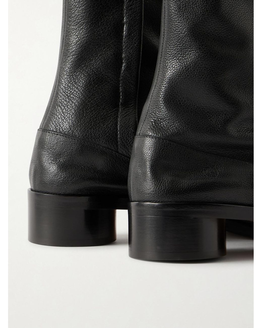 Maison Margiela Black Tabi Split-Toe Textured-Leather Ankle Boots for men