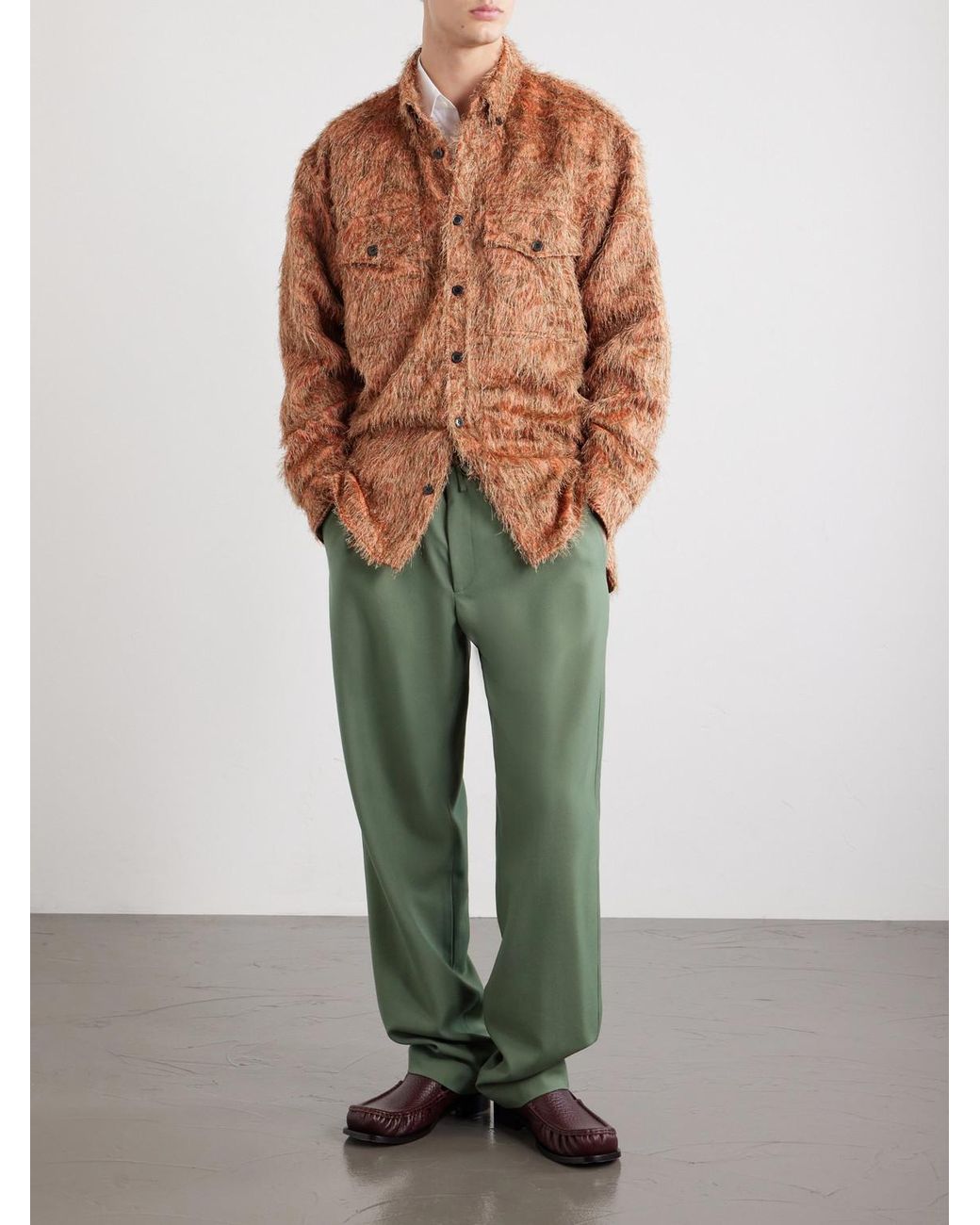 Dries Van Noten Green Penny Straight-leg Wool Trousers for men