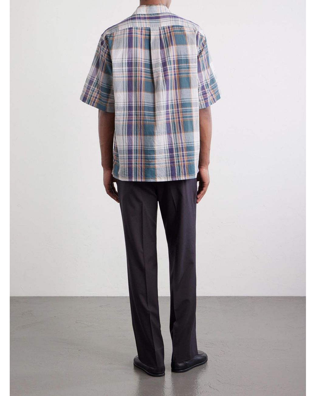 Kaptain Sunshine Blue Checked Cotton-gauze Shirt for men