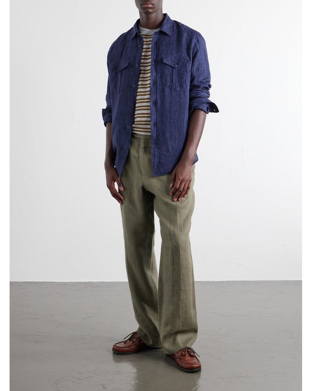 Orlebar Brown Blue Colburn Linen Shirt for men